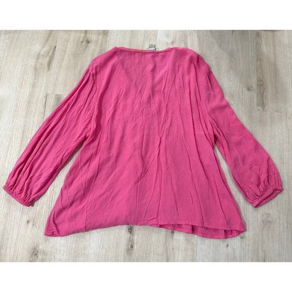 Charlie Paige Pink Boho Floral Girly Western V Neck Babydoll Top Size XL - Picture 3 of 5